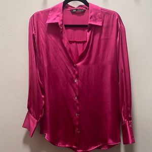 Pink Silk Button Down